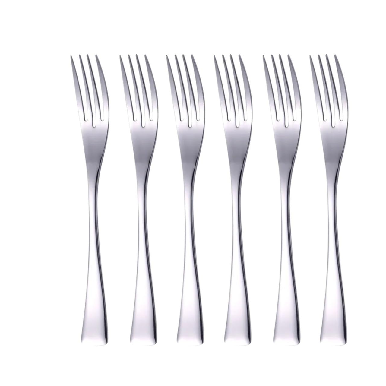 WZPTLKIBAD Stainless Steel Dinner Fork, 6 Piece Mirror Polished Set