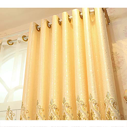 XUEPING Dark jacquard curtain, Shading, Shade, Sun protection, Insulation, Strong drooping Suitable for the bedroom, living room Full shading Gold Floor curtain (Size : W140×H200)