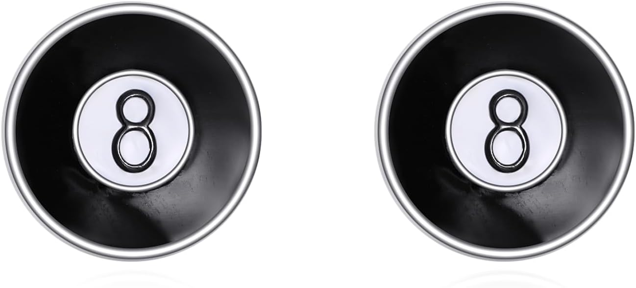 YAFEINI エイトボールイヤリング スターリングシルバー プールボール8個 スタッドイヤリング ビリヤード ジュエリー ギフト 