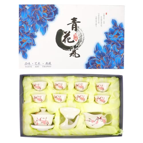 Juego de té de Kung Fu con estampado de flor de durazno y 8 tazas 2