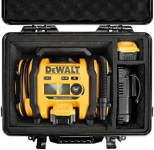LOTOCASE Air Compressor Hard Case Compatible with DEWALT 20V MAX Tire Inflator DCC020IB, Air Pump Storage Carrying Bag for DEWALT DCC020IB Tools, with Pocket for Battery Pack and Charging Kit -Black