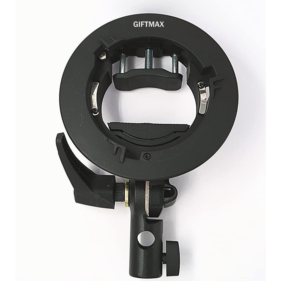 Giftmax S2 Speedlite S-Type Bracket Bowens Mount Flash Holder Compatible for Godox V1 AD200Pro AD400Pro AD200 V860II TT685 TT600 TT350, Precise Tilt Control, Large Adjustment Handle, Integrated Umbrella Mount-image-13