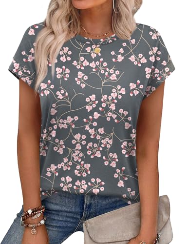 Image of Alaroo Womens Summer Tops Short Sleeve Shirts Crew Neck Cute Trendy Tunic Blouses (S-3XL)