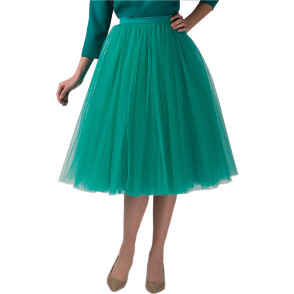 Lisong Women's Tea Length Layered Tulle A-line Party Skirt - Prom Skirt, Size 16 US, Color Khaki