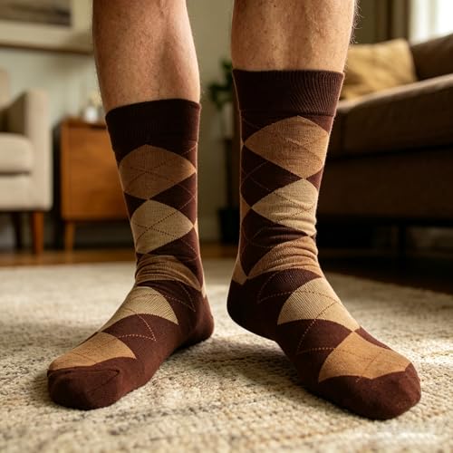 BLBJYPZX Mens Brown Dress Socks 10-13, Work Crew Cotton thick tall wide Calf Long Socks Size 9-12 13-15 — view 2