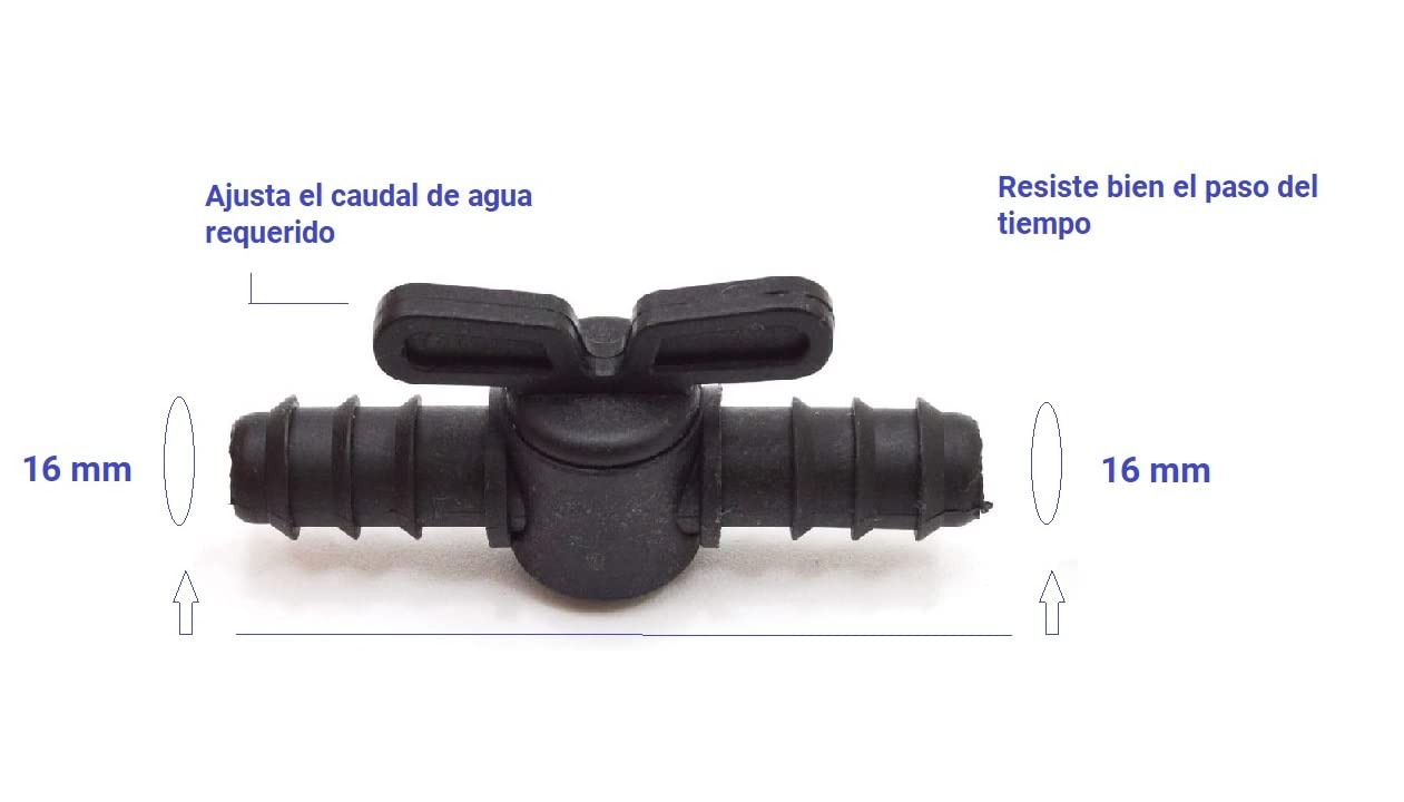S&M 543609 Llave Goteo 1/4 Vuelta 16 mm, Negro, 3x8.50x12 cm, 543609