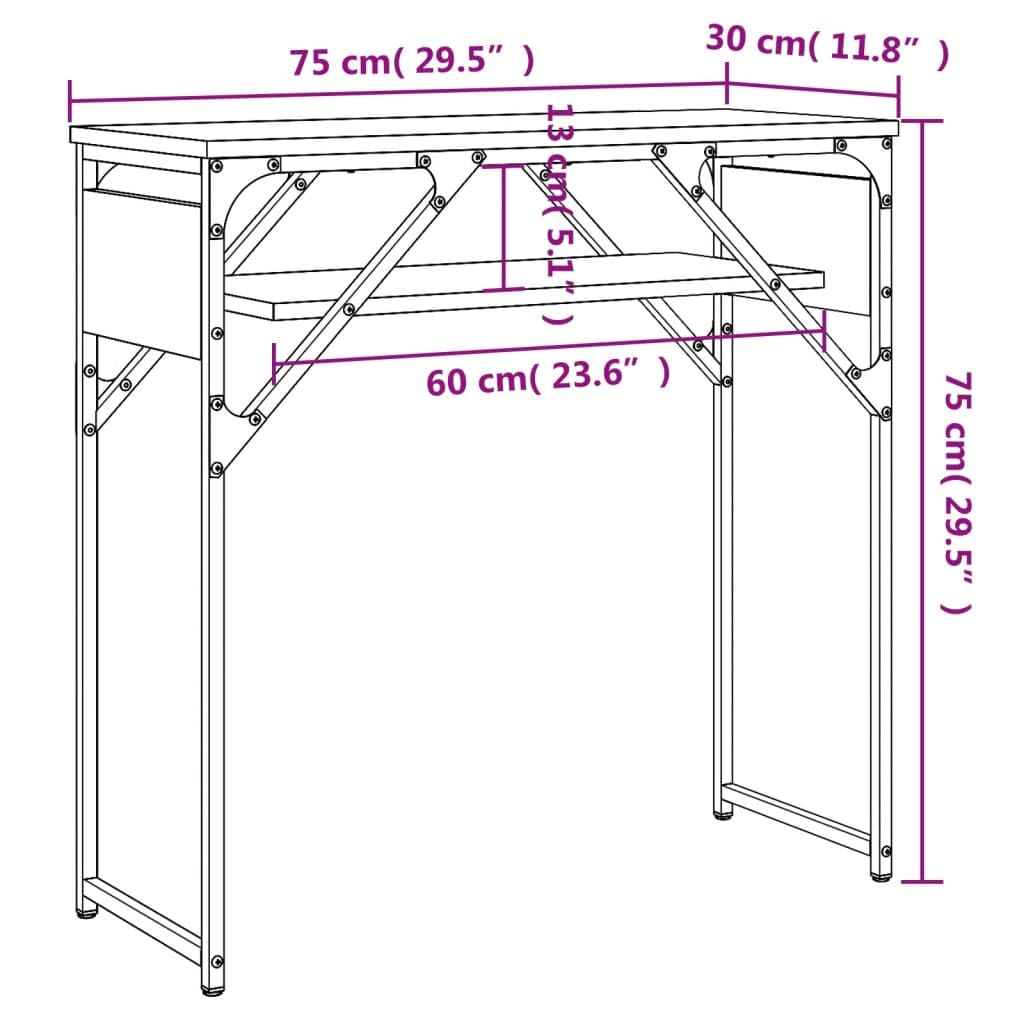 Konsolentisch mit Ablage 75x30x75 cm Sonoma-Eiche Metall