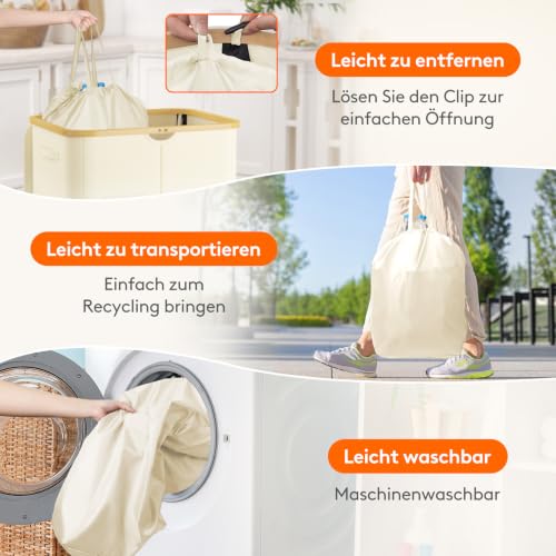 Lifewit 150L Pfandflaschen Sammelbehälter mit 2 Fächern, Elfenbein – Ansicht 5