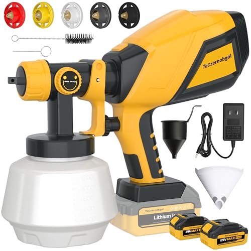 Cordless Paint Sprayer, 21V 2×4.0Ah Batteries, 1200ML High-Power Electric Spray Gun with 5 Nozzles & 3 Patterns, Adjustable Spray Width, Easy-to-Clean Sprayer for Furniture, Cabinets & Walls