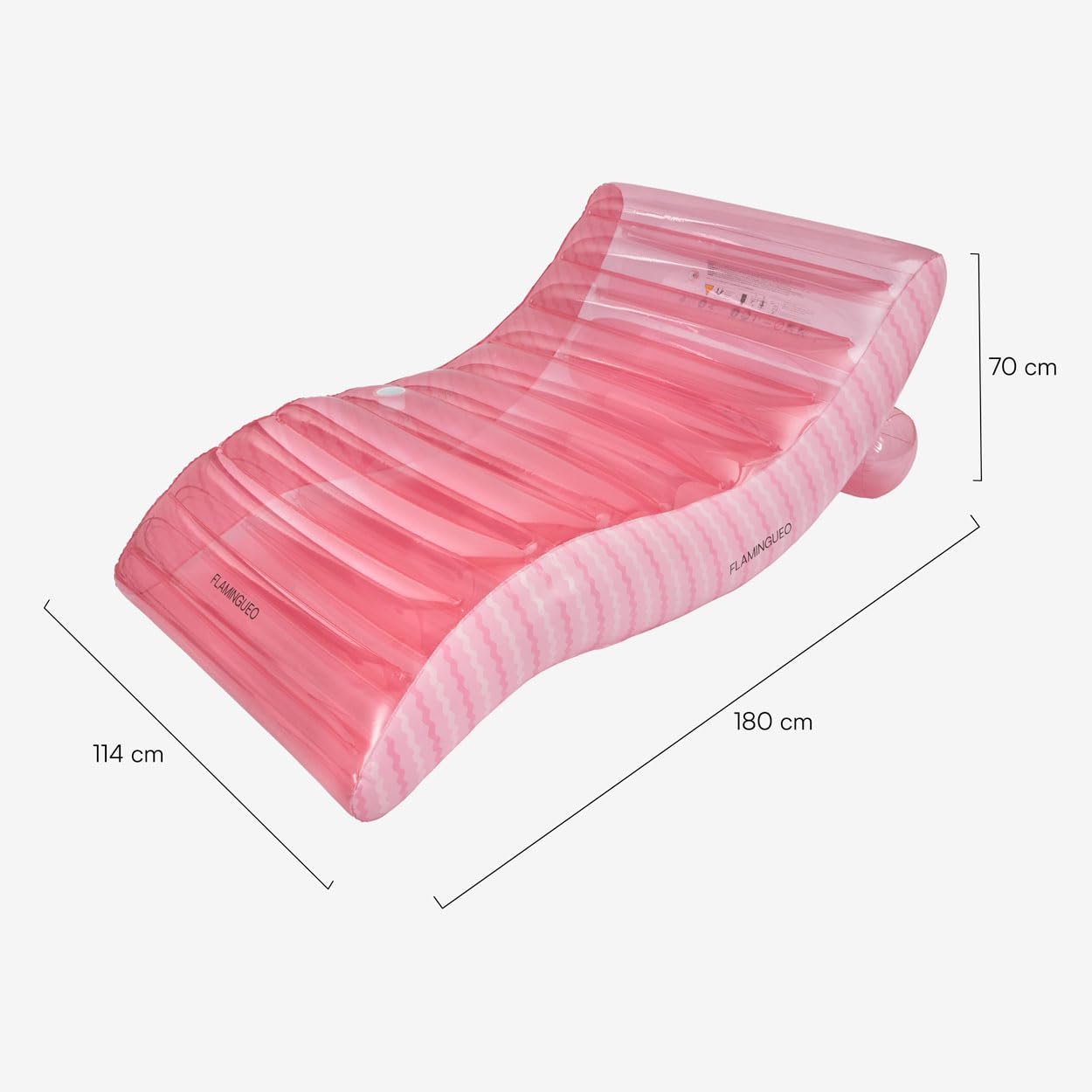 Flamingueo Wasserhängematte - Mit Cupholder - Widerstandsfähiges PVC - Design Streifen, Doppelventil