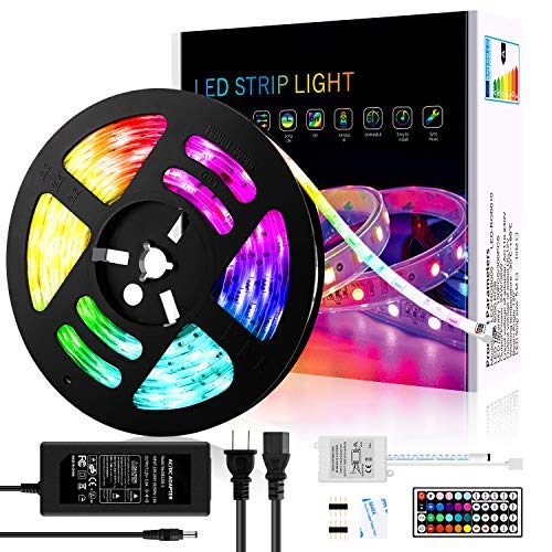 16.4ft Waterproof LED Strip Light, RGB LED Light Strip, 5050 LED Tape Light, Color-Changing LED Light Strip, with Remote Control, for Living Room Kitchen Bed, Home Decoration Soft Light Strip
