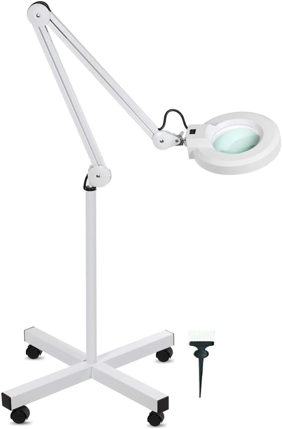 CrisNails® UV/LED Magnifier Manicure Lamp with Wheeled Base - Suitable for Moving Around Magnifying Glass with Foot, LED [Energy Class A++]