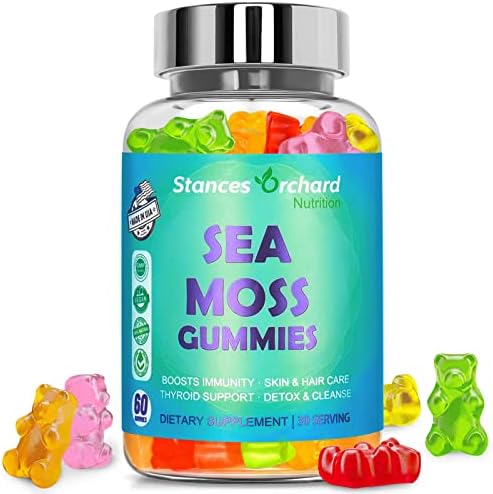 Blended Vitamin & Mineral Supplements – Irish Sea moss, Bladderwrack & Burdock – Multivitamins Sea Moss Gummies, Extra Strength Immune Increase Energy for Overall Well-being – Made in USA, 60 Counts
