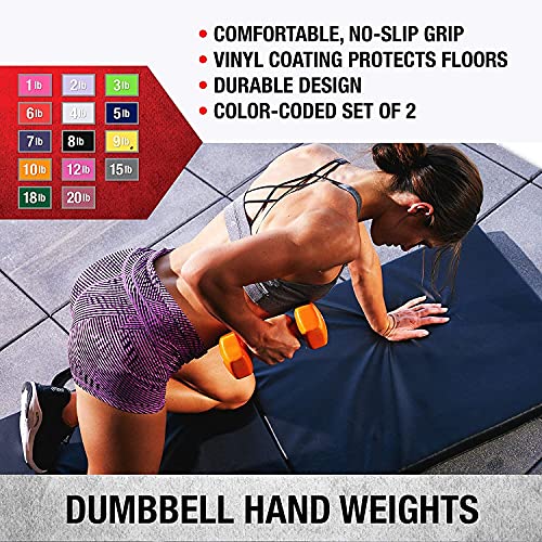 Spri Dumbbells Hand Weights Set Of 2 - 8 Lb Vinyl Coated Exercise & Fitness Dumbbell For Home Gym Equipment Workouts Strength Training Free Weights For Women, Men (Black) #TOP1