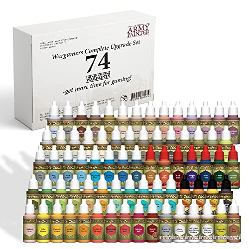 The Army Painter - Wargamers Complete Upgrade Miniature Paint Sets - Acrylic Model Paints For Plastic Models, 74 Warpaints - 57 Acrylic, 3 Metallic, 7 Effects Warpaints For Models,7 Quickshade Washes #TOP16