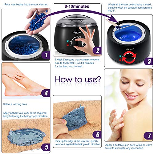 Waxing Kit for Women, Home Waxing Kit for Eyebrow,Armpit, Leg,Bikini, Wax warmer with 4 Bags Painless Hard Wax Beans Hair Removal Kit