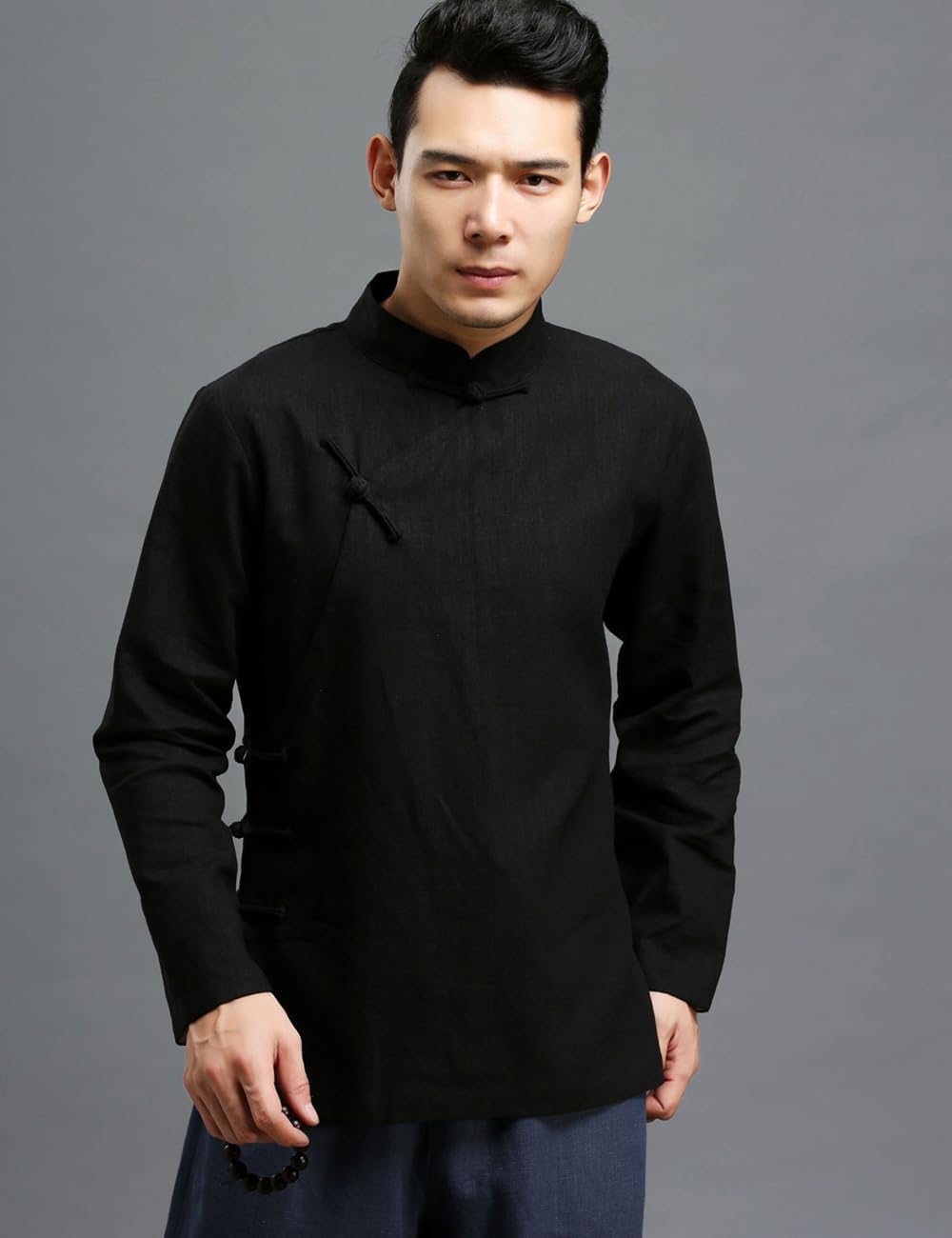 Ystylee Mens Unisex Tai Chi Cheongsam Tops Traditional Chinese Clothing Kung Fu Uniform Men Martial Arts Uniform (as1, alpha, xx_l, regular, regular, Black) - Image 3