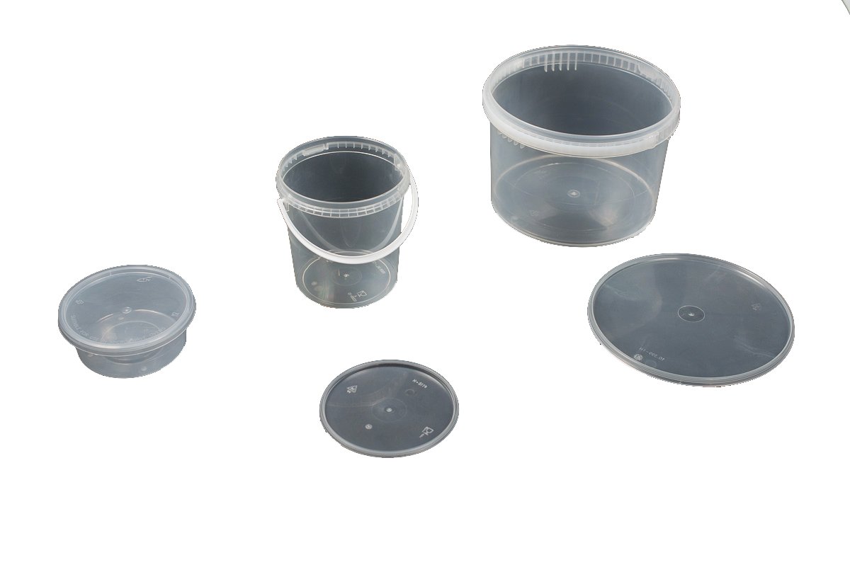 Pack de 300 Botes con Tapa Hermética Aptos para Sólidos y Líquidos como Sopas, Encurtidos, Salsas, etc. | Transparentes sin Asa | Capacidad de 555 ml con Medidas 110x78 mm
