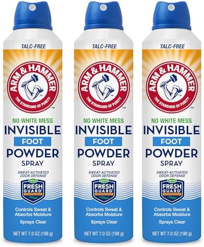 Arm & Hammer Invisible Foot Powder Spray, Odor & Sweat Control, 7oz, 3 Pack