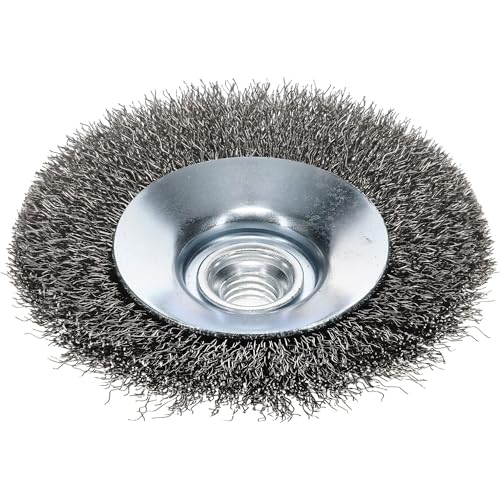 Osborn Kegelbürste für Winkelschleifer 115 mm, Durchmesser 100 x 10 mm Gewinde M 14 x 2, gewellter rostfreier Stahldraht 0,30 mm TÜV geprüft, grün, 2512361