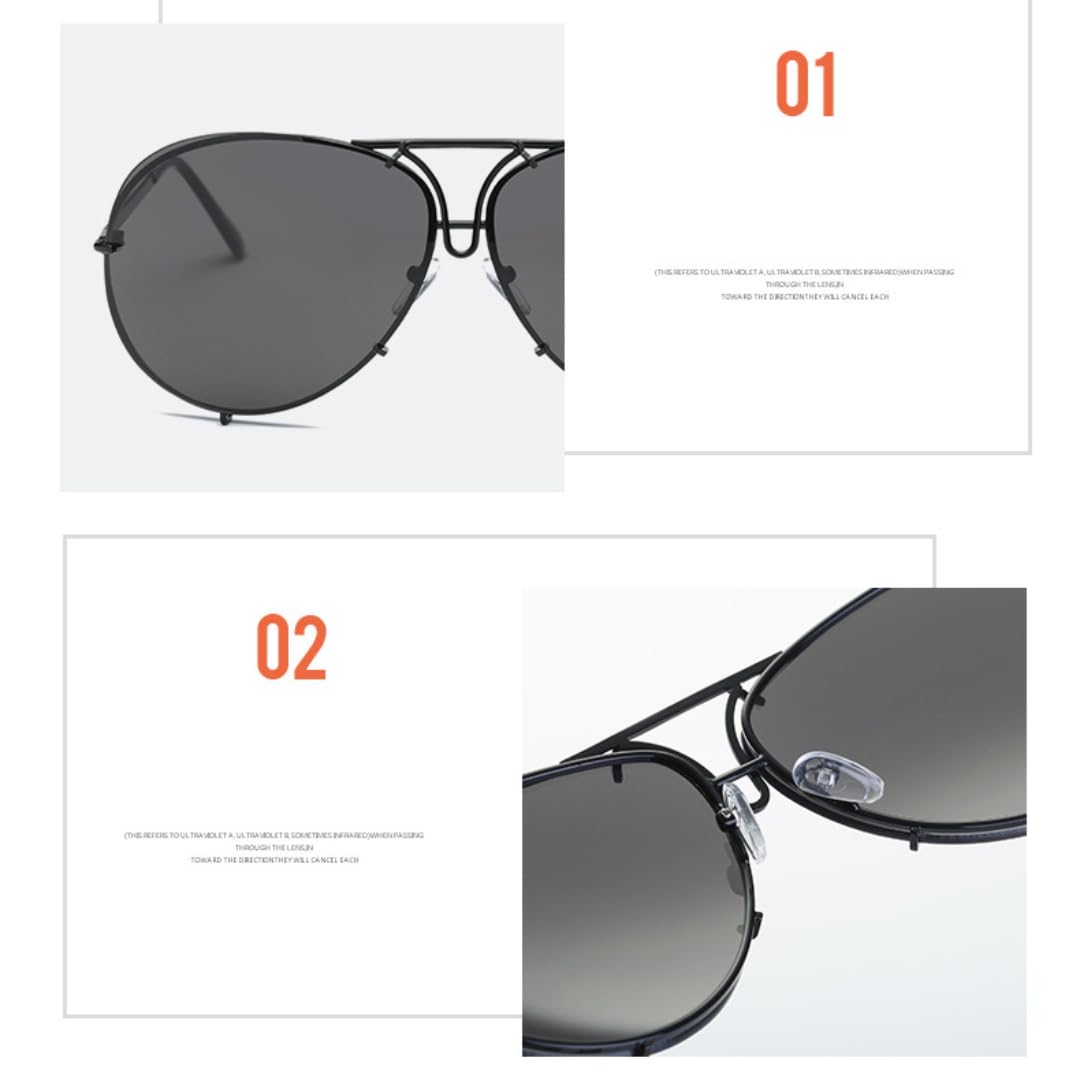 Sonnenbrille Damen Herren Metall Luxus Große Verlaufsgläser UV400