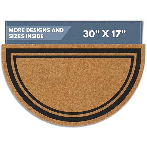 Image of Barnyard Designs Natural Coco Coir Doormat Welcome Mat for Front Door & Outdoor Entrance, Large Door Mat for Indoor Entrance or Porch Entry, Brown (17x30, Border)