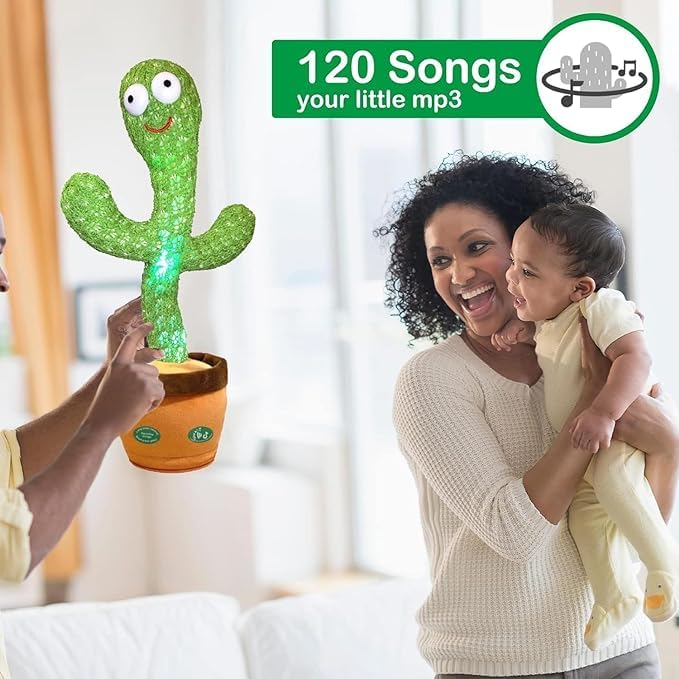 Kidara Dancing Cactus Pro (1 Year Warranty) Rechargeable| Baby Toddlers, Kids and Children, USB Charging Talking Cactus Toy with 120 Songs, LED Lights, Voice Recording, Age 1-10 Years (Green) 3