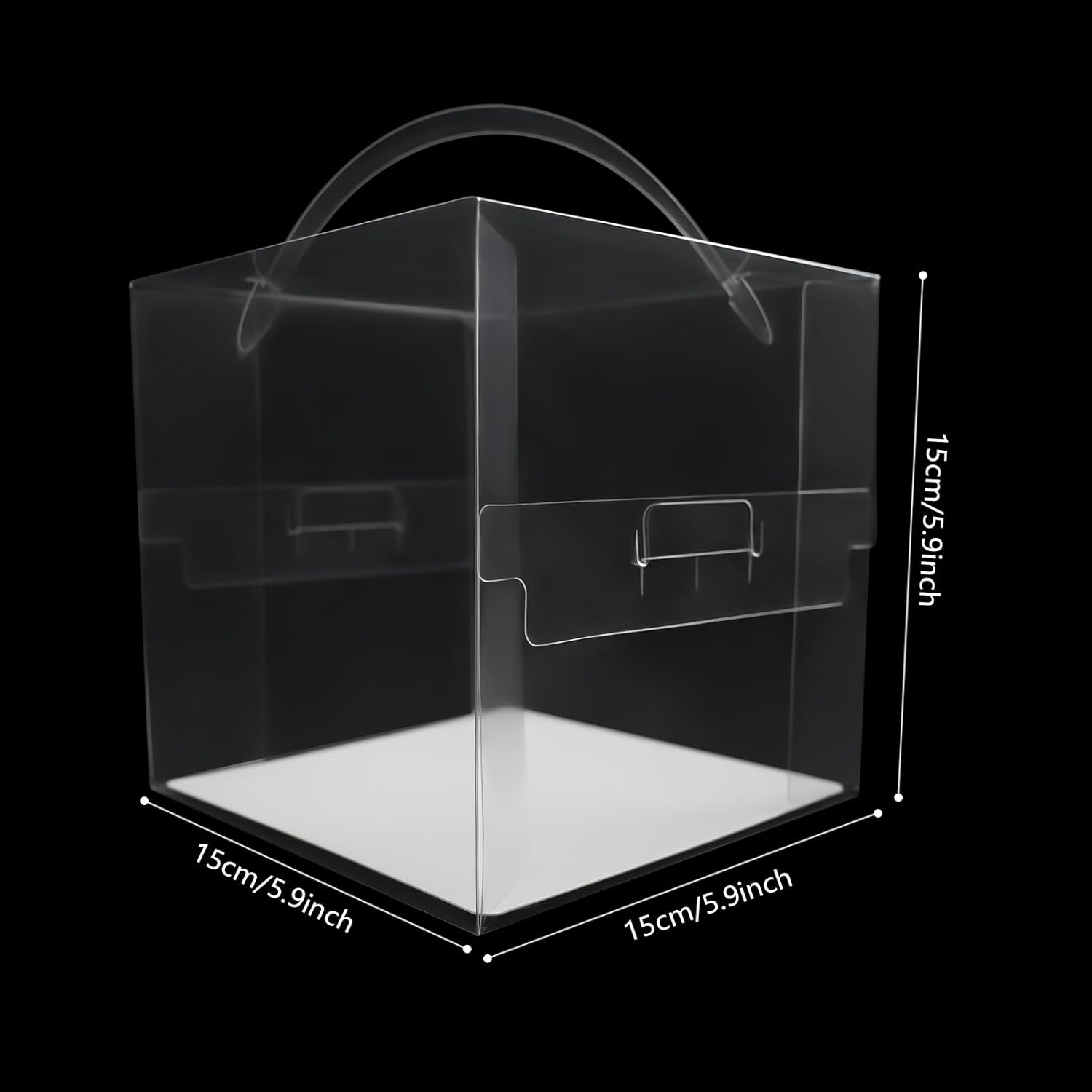 50Pcs Clear Cake Boxes, Mini Cupcake Boxes Cake Carrier Box with Lid and Handle Square Dessert Boxes 50 Sets Square Clear Cake Boxes for Birthday Wedding Home Party Hotel (5.9*5.9*5.9 in)