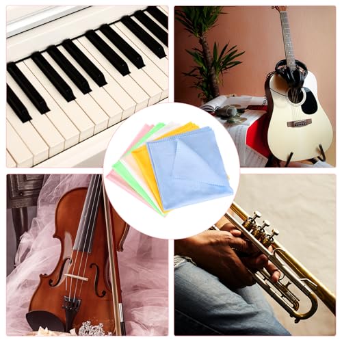 5 Stück Instrumenten Reinigungstuch 30x30cm Musikinstrument Putztuch Gitarre Reinigungstücher Microfiber Cleaning Cloth Für Gitarre Violine Klavier Blechbläser Trompete Saxophon Querflöte, 5 Farben