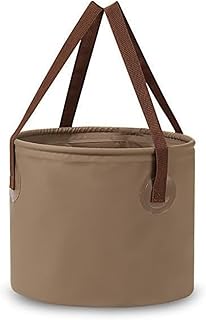 WAZUBC Cubo plegable portátil para exteriores, contenedor de almacenamiento plegable de 20 litros con asa para viajar, pescar, senderismo, camping, barco (marrón)