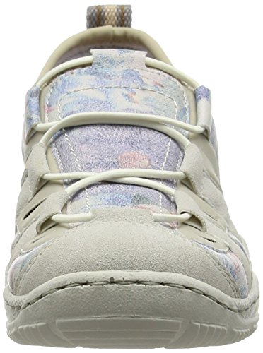 Rieker Damen L0561 Low-Top Sneakers in Weiß mit Blau und Beige