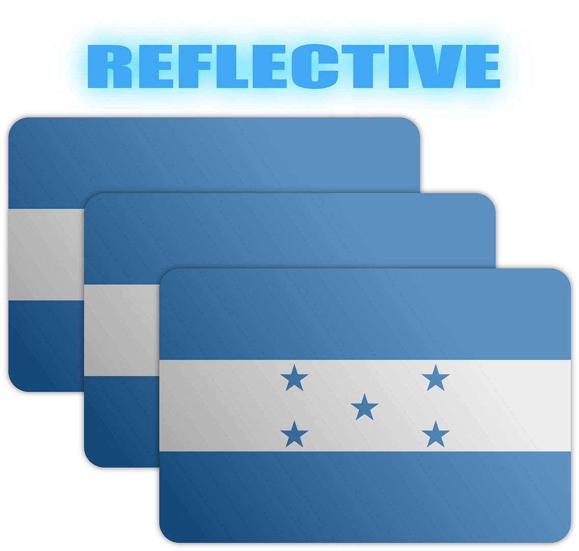 (x3) 3M Reflective Honduras Flag Stickers | Versatile Safety Decals | Flag of Honduras Sticker Decals | Perfect for Hard hats, laptops, bikes,