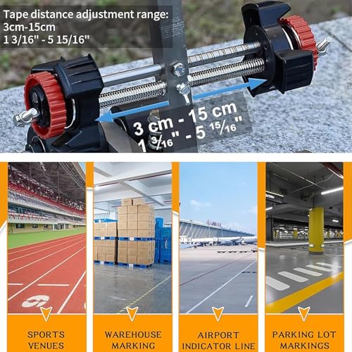Kit de marcado de línea de empuje manual ajustable para canchas deportivas, estacionamientos, parques infantiles y campos atléticos, aplicador de cinta preciso para diseño de cancha de bricolaje
