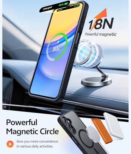 Image of FNTCASE for Galaxy A15 5G Phone Case: [Compatible with Magsafe] [Screen Protector] Matte Translucent Military-Grade Protection for Samsung A15 Cover - Black