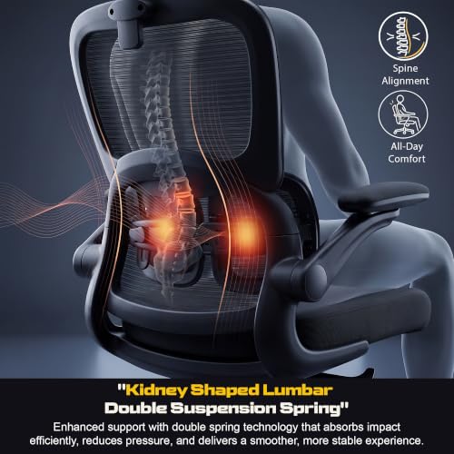 Image of DROGO Vesby Ergonomic Office Chair for Work with Dual Adaptive Lumbar Support | Breathable Mesh Computer Chair with 3D Headrest,3D Padded Armrest | Gaming Chair with 135 Recline, 1-Yr Warranty(Black)