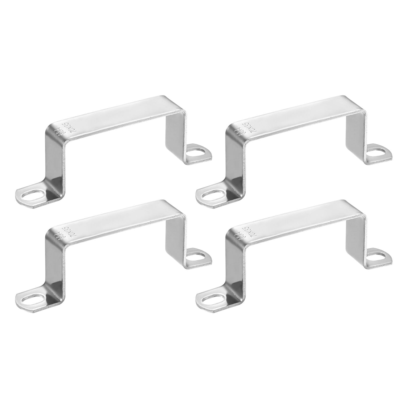 M METERXITY 4-Pack U Shaped Connector Bracket, 70x35mm 304 Stainless Steel Square Pipe Clamp for Door Closed Bar Holder Strut Channel/Fixing Tools/Pipe, Strap Clamp for Rectangular Tube