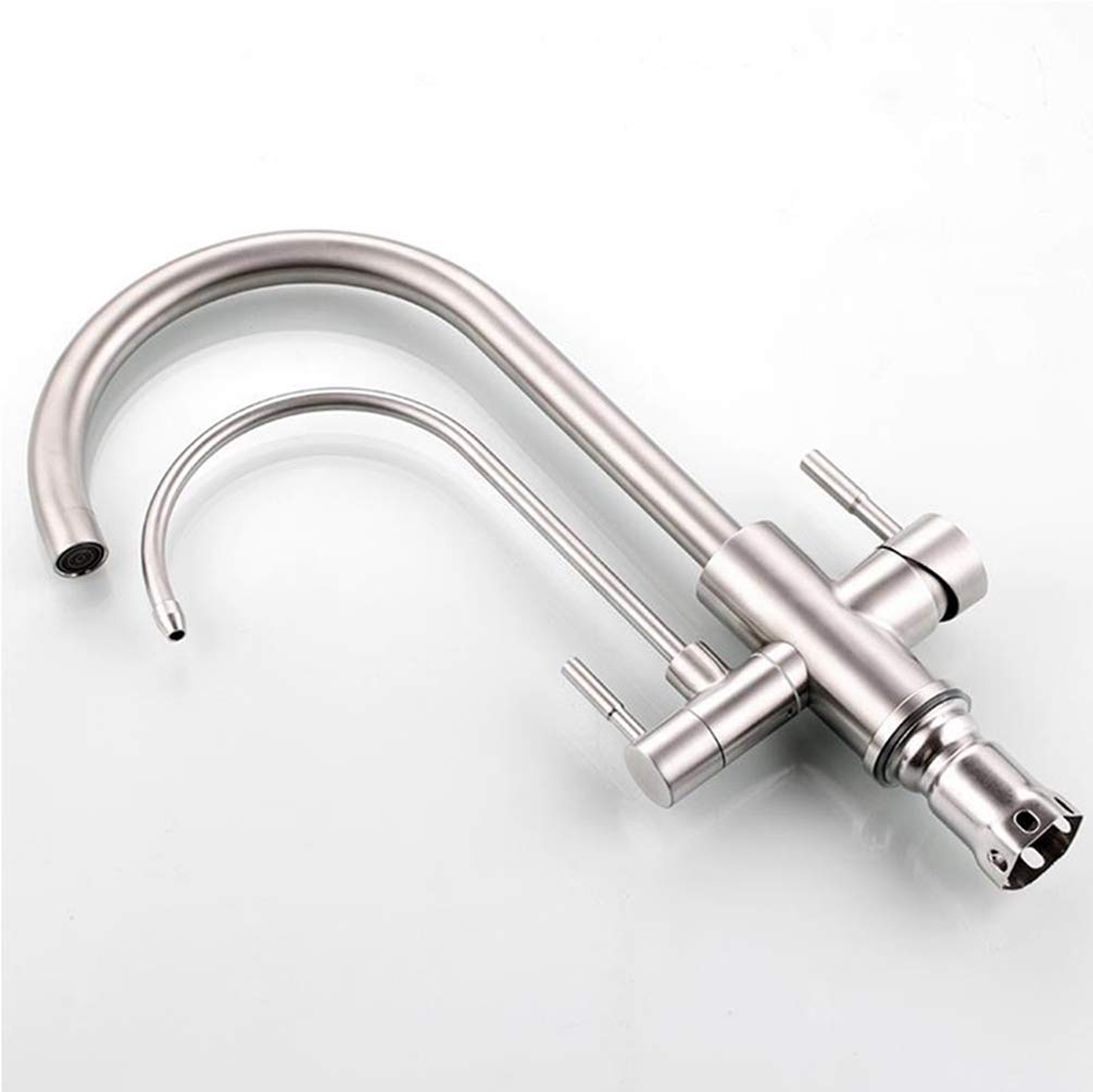 Grifo Caliente Y Frío Bebida Grifo De Agua Mezclador De Múltiples Funciones Fregadero De La Cocina Doble Asa De Acero Inoxidable De 3 Vías Cubierta Montada Manija Dual