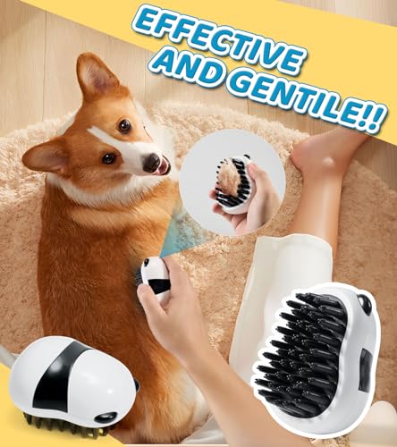 Dog-Bath-brush-Pet-Shampoo-Brush-with-Adjustable-Ring-Handle-Soft-Massage-Dispenser-Panda-Shape-Brush-for-Short-Long-Haired-Dogs-Cats-ShoweringPink Dog Bath brush Pet Shampoo Brush with Adjustable Ring Handle Soft Massage Dispenser Panda Shape Brush for Short Long Haired Dogs Cats ShoweringPink