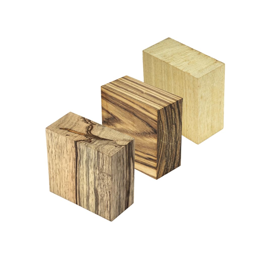 Exotic Wood Zone Kiln Dried Pack of 3 Zebrawood, Black Limba, and White Limba Wood Bowl Blanks for Turning, Carving – DIY Woodworking Enthusiasts, Woodworking and Crafting (6"x 6" x 2")