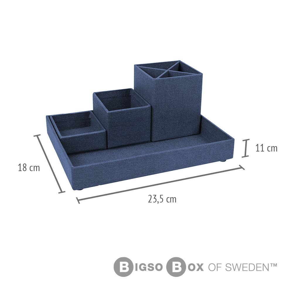 Bigso Box of Sweden 5911C3843 tijdschriftenhouder, vezelplaat, blauw, 25,0 x 11,5 x 32,2 cm