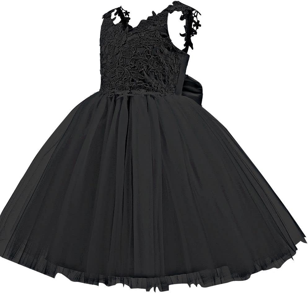 Christmas Flower Girl Dress Floor Length Button Draped Tulle Ball Gowns for Kids - Image 4