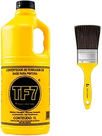 TF7 Convertedor de Ferrugem, 1 Litro, com Pincel de Aplicação, Neutraliza Oxidação, para Portões, Ferramentas e Peças Automotivas