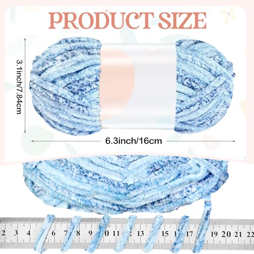 Image of Xinnun 12 Skeins 1116 Yards Chenille Velvet Soft Thick Plush Yarn Bulk for Crocheting Knitting Blanket DIY Weaving Craft, 6mm, 3.5 Oz /Skein(Vibrant Color)