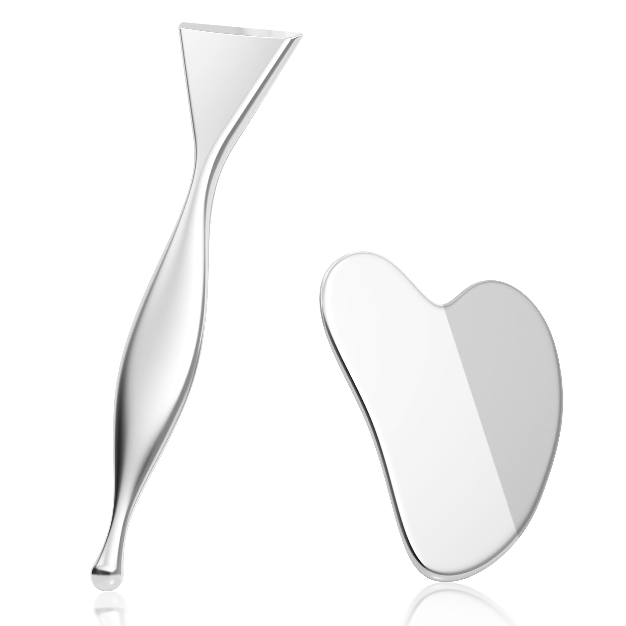 Stainless Steel Gua Sha Board Acupressure Pen Facial Tools Lymphatic Drainage Massager for Face Chin Jawline Sculpting Skin