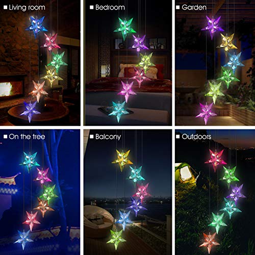 Color Changing Wind Chime Blue Star Led Wind Chime Wind Mobile Portable Waterproof Outdoor Decorative Romantic Wind Bell Light For Patio Yard Garden Home  #TOP5