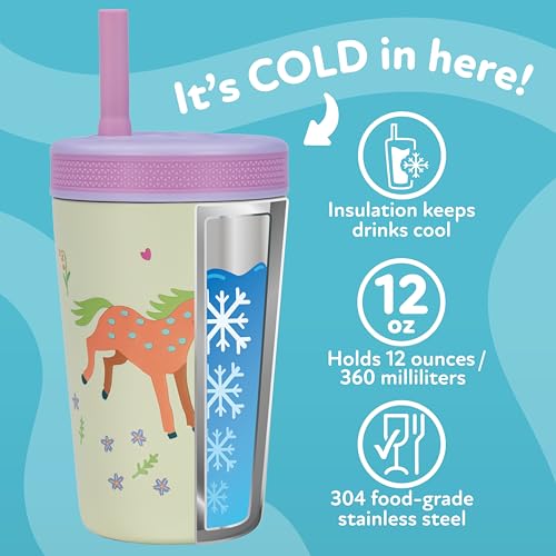 Image of Nuby Thirsty Kids Flexstraw Stainless Steel Insulated Toddler Cup - 12 oz