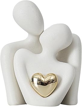 Difistik Romantic Couple Statue,Couple Hugging Statue Figurines Ornaments | Abstract Sculpture Small Shelf Ornaments for Living Room | White Ornaments Gifts for Wedding Anniversary White