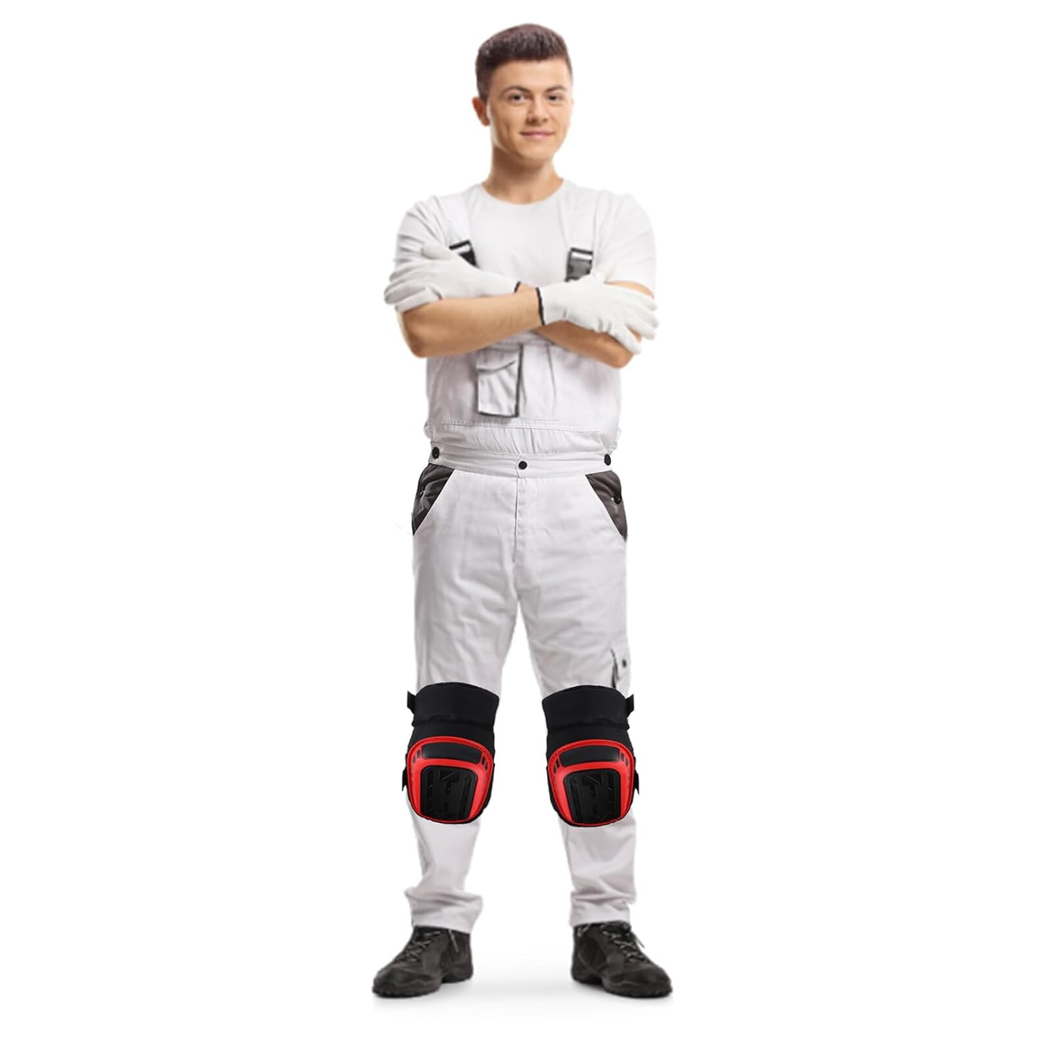 ARTIBETTER Heavy Duty Non-slip Knee Pads with Extended Foam Padding, Sturdy Red Protective Guards for Construction, Gardening, and Flooring Workers