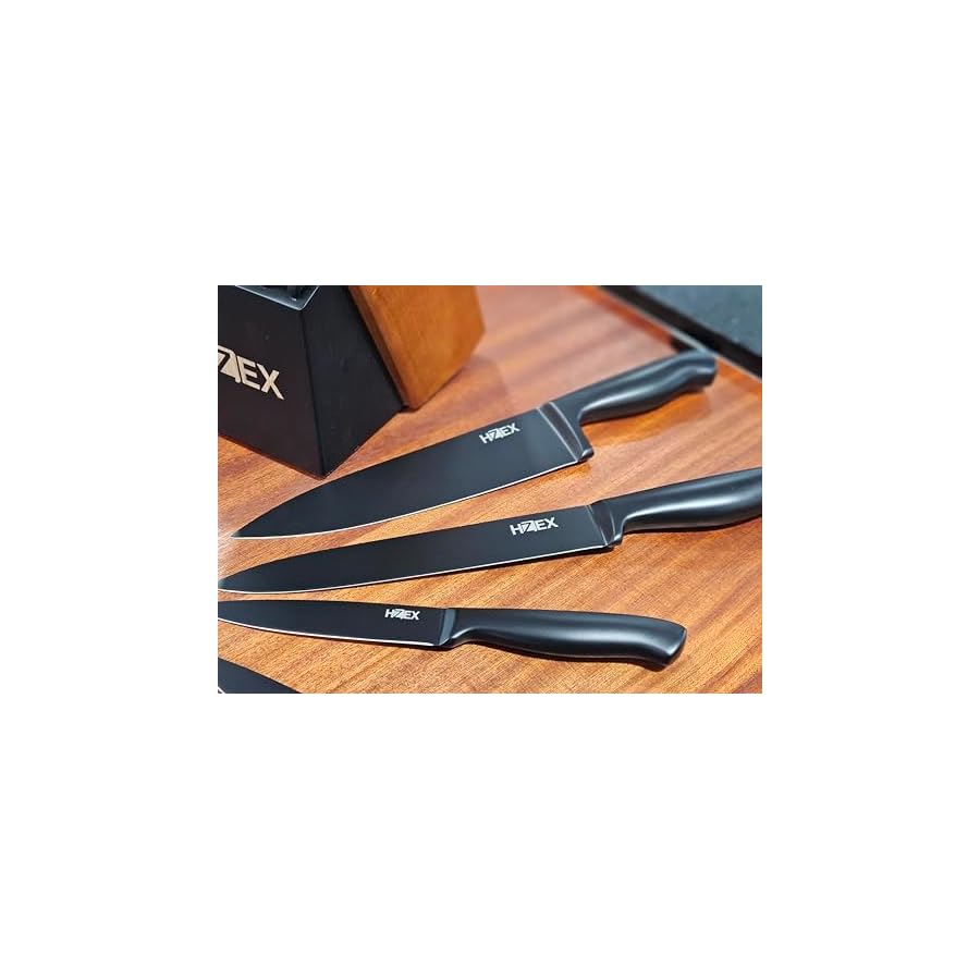 Premium-Kitchen-Knife-Set-13-Piece-Knives-Set-in-Block-Built-in-Sharpener-High-Carbon-Stainless-Steel-Knives-in-Matte-Black-Durable-Chefs-Butcher-Steak-Paring-Utility-Bread-Knifes HZEX Premium Kitchen Knife Set, 13-Piece Knives Set in Block, Built-in Sharpener, High Carbon Stainless Steel Knives in Matte Black, Durable Chef's Butcher Steak Paring Utility Bread Knifes