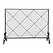 Produktbild Kaminschirm Kaminschirme Kamin Screen Line Diamant Großes Gitter Dekoratives Eisengitter 105x22.5x81.5cm Feuerfunkenschutztor für Wohnzimmer Wohnkultur ( Color : Black , Size : 105x22.5x81.5CM )